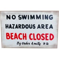 Trick Or Treat Studios JAWS - No Swimming Wood Sign Indoor Decor