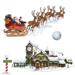 Beistle Santa's Sleigh & Workshop Insta-Theme Props