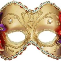 Forum Novelties Venetian Mask - Gold Hibiscus Colombina Venetian Masks