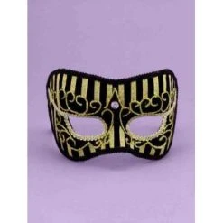 Forum Novelties Venetian Mask - Gold And Black Striped
