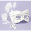 Forum Novelties Venetian Mask - White With Silver Accents Feathers Colombino Venetian Masks