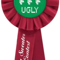 Beistle Ugly Christmas Sweater Rosette Ribbon