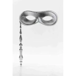 Forum Novelties Half Mask - Domino On Stick Silver Half Masks