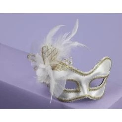 Forum Novelties Venetian Masks Venetian Mask - White And Gold With Flower