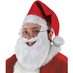 Beistle Christmas Accessories Red Santa Hat With Attached Beard And Moustache