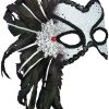 Forum Novelties Venetian Mask - White W/Feathers Colombina Venetian Masks