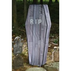 Fun World Haunting Props 5 Foot Collapsible Coffin Wood Grain