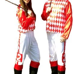 Caufield's Novelties Red & White Jockey Costume- Unisex