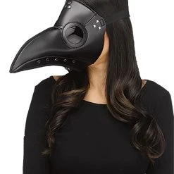 Fun World Half Masks Plague Doctor Faux Leather Mask - Black