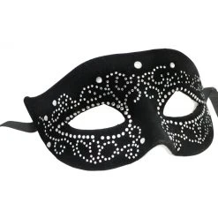 Jacobson Venetian Masks Velvet Rhinestone Black Cat Mask