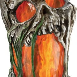 Morris Costumes Electronic And Animated Props Flaming Rotted Skull Animated Prop