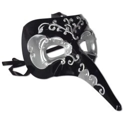 Smiffy's Venetian Masks Venetian Mask - Black And Silver Zanni