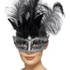 Smiffy's Venetian Mask - Black And Silver Colombina Venetian Masks