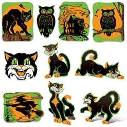 Beistle Vintage Halloween Flourescent Halloween Cutouts - Vintage Beistle