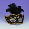 42 Half Mask Venetian Black With Gold Trim