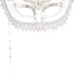 Forum Novelties Venetian Mask - Silver Colombina With Stick Venetian Masks