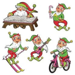 Beistle Vintage Christmas - Santa And Elves Cutouts