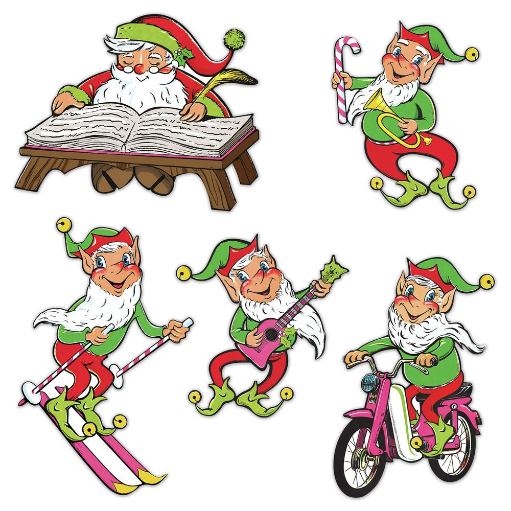 Beistle Vintage Christmas - Santa And Elves Cutouts 1 Beistle Vintage Christmas - Santa And Elves Cutouts