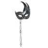 Forum Novelties Venetian Masks Half Mask - Glittered Mask On Stick Black & Silver