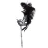 Beistle Venetian Masks Glittered Mask Black And Silver With Feathers