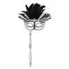 Forum Novelties Half Mask - Feathered Mask On Stick Venetian Masks