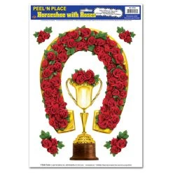 Beistle Horse Racing Decor And Accessories Peel 'N Place Horseshoe With Roses