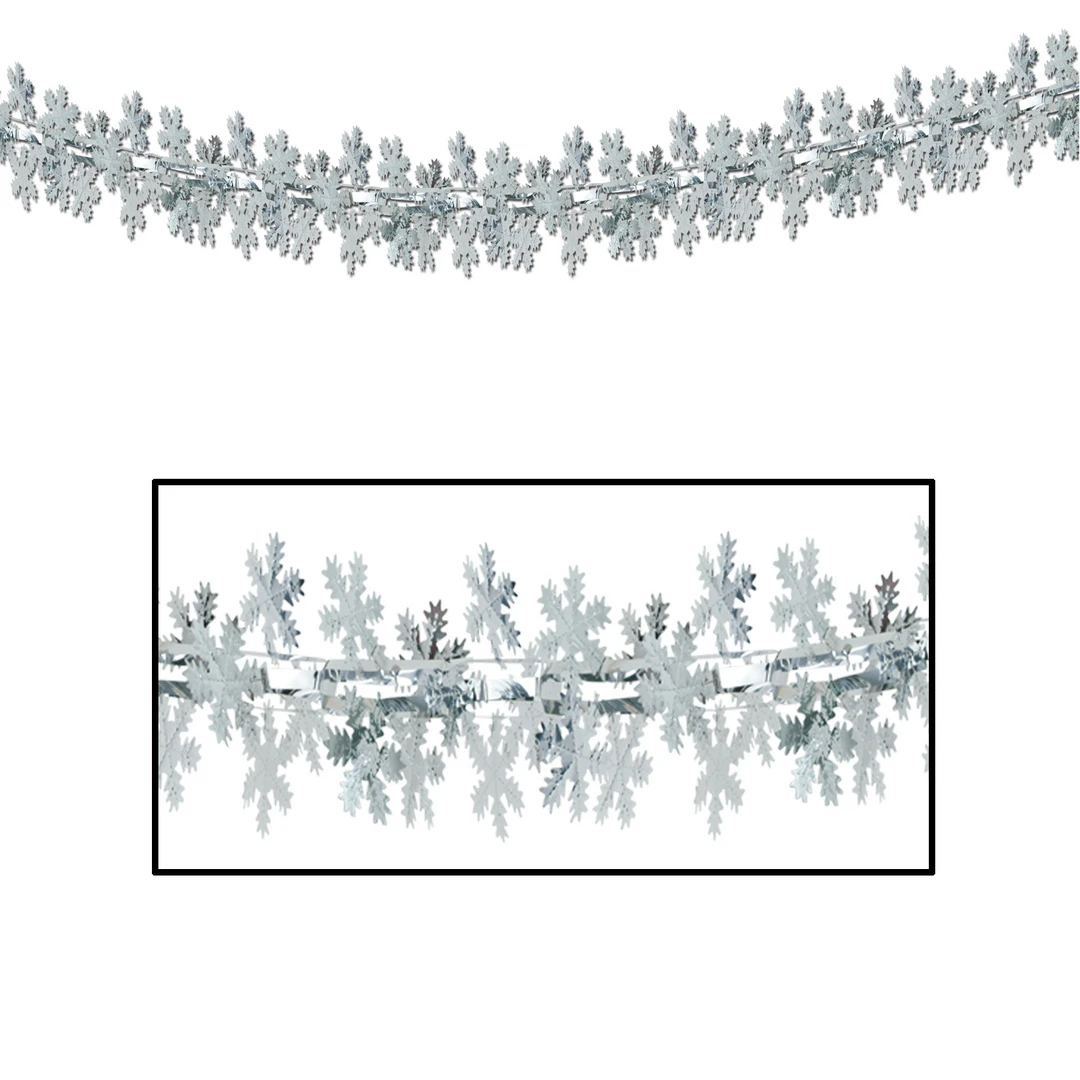 Beistle Snowflake Metallic Chain Garland Metallic Decor 1 Beistle Snowflake Metallic Chain Garland Metallic Decor